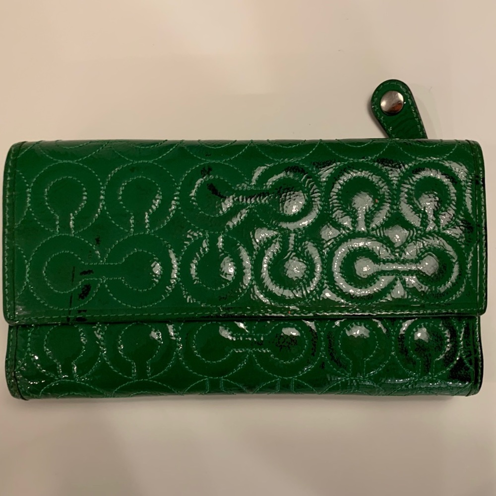 Coach Green checkbook wallet